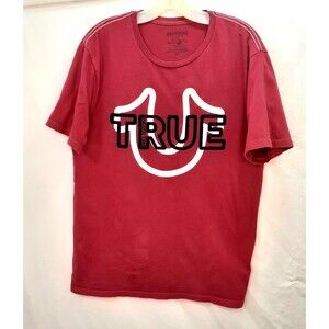TRUE RELEGION Mens Red T Shirt Size M with Large LOGO